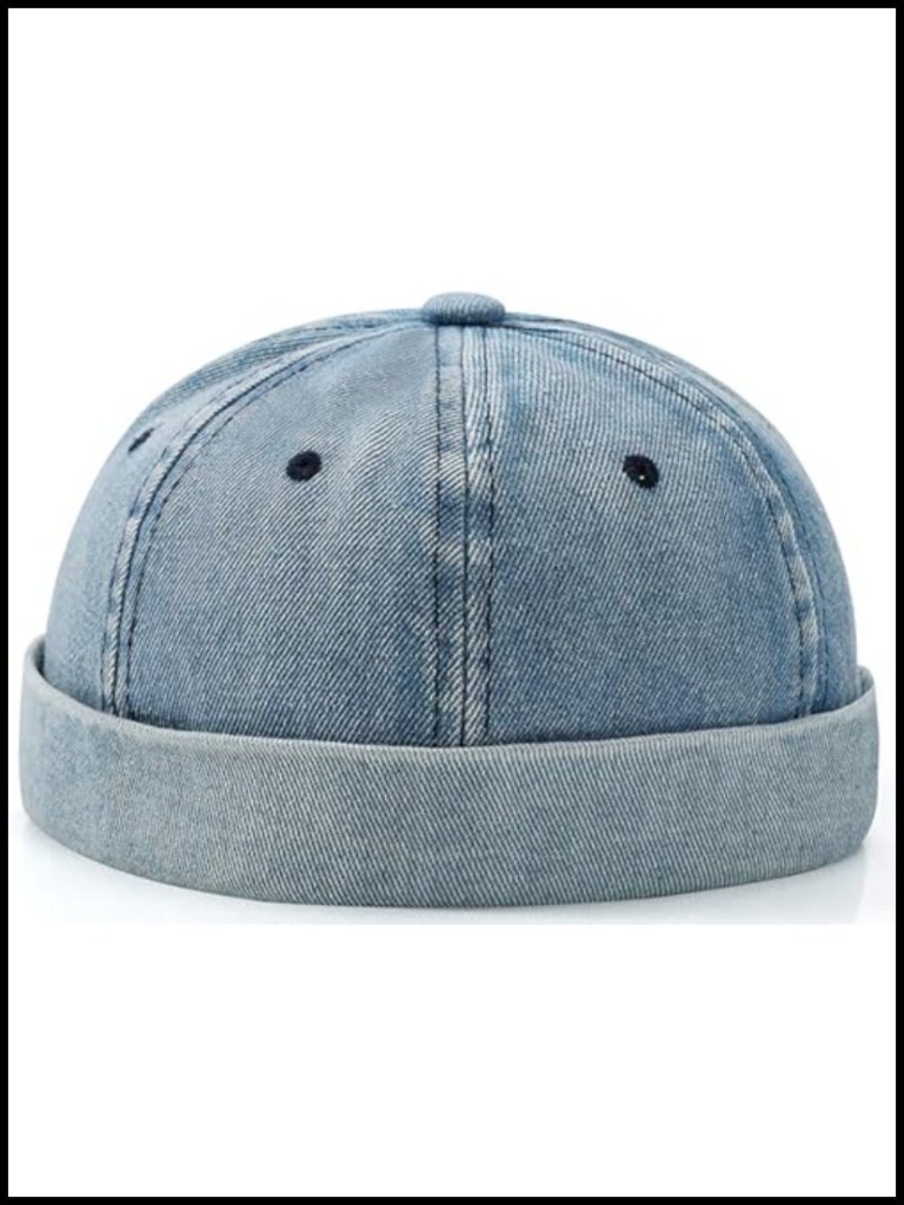 Brimless Dome Beanie Denim Sailor Cap Foldable Vintage Docker Hat